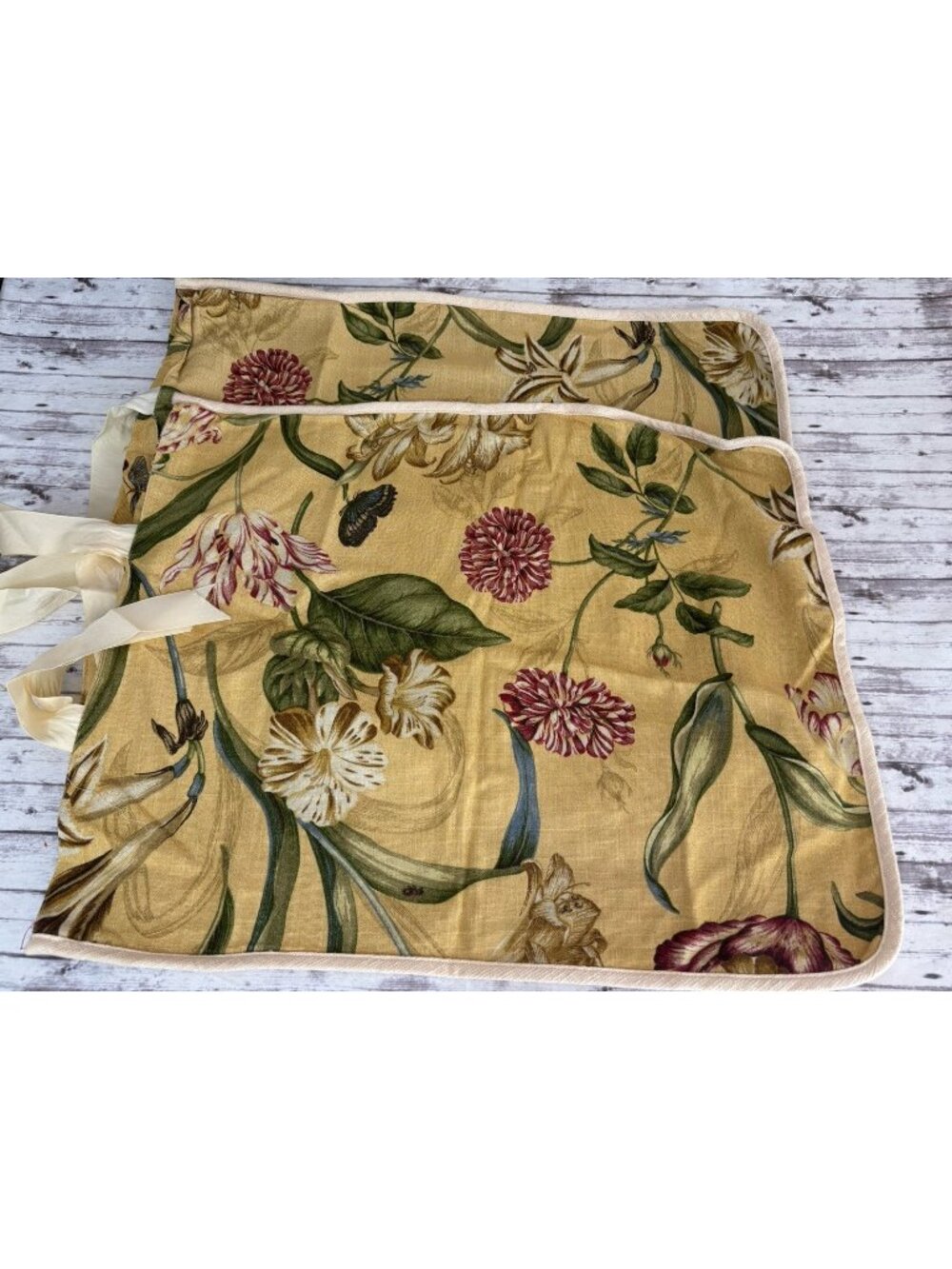 Waverly Williamsburg Somerset Botanical Pillow Shams Standard Linen Ribbon PAIR